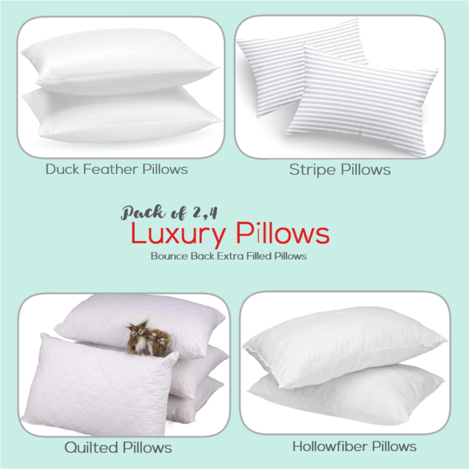 Pillows Hotel Quality Extra Filled Bounce Back Dee